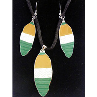 Jijaka Aboriginal Art Jewellery Set - Shield (Green)