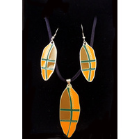 Jijaka Aboriginal Art Jewellery Set - Shield (Orange)