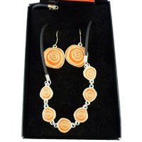 Jijaka Aboriginal Art Jewellery Set - Orange Firestones