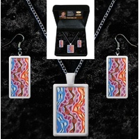 Tobwabba Aboriginal Art Pendant &amp; Earring Set - Oyster Spirits