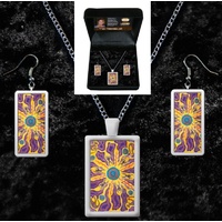 Tobwabba Aboriginal Art Pendant &amp; Earring Set - Spiritual Lands