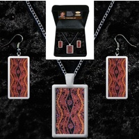 Tobwabba Aboriginal Art Pendant & Earring Set - Women's Country