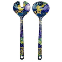 Jijaka Aboriginal Art Melamine Salad Servers - Firestones (Purple)