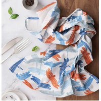 Sheryl J Burchill Aboriginal Art Australia Made Teatowel - Dragon Fly (White)