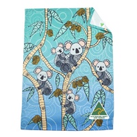 Yakinno Gunditjmara Dreaming Aboriginal Art 100% Cotton Teatowel - Gunditjmara Koalas (Blue)