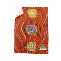 Muralappi Journey Dreaming Aboriginal Art 100% Cotton Teatowel -  Desert in Bloom