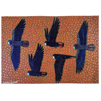 Better World Aboriginal Art Digital Print Cotton Teatowel - Black Cockatoos