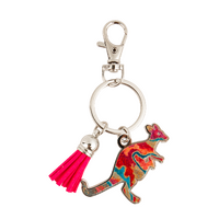 KOH Living Metal Kangaroo Keyring /Pink Tassel - Pilbara Creeks