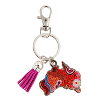 KOH Living Metal Australia Map Keyring /Purple Tassel - Our Country