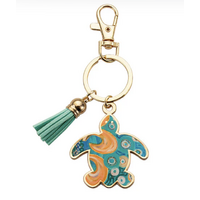 KOH Living Metal Turtle Keyring /Aqua Tassel - Hooked