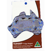 Bunabiri Aboriginal Art Fridge Australia Map Magnet - Barramundi Dreaming