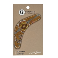 Bunabiri Aboriginal Art Dome 8cm Boomerang Souvenir Magnet - Colours of the Land