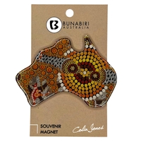 Bunabiri Aboriginal Art Dome 7cm Australia Map Souvenir Magnet - Colours of the Land