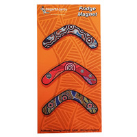 Hogarth Aboriginal Art Flexi Fridge Magnet Set (3) - Boomerang (Ochre)