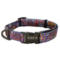 Utopia Aboriginal Design Dog Collar - Atwakeye (Bush Orange)