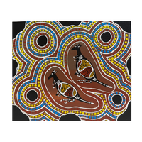 Dreamtime Kullilla Aboriginal Art Canvas Board (10x12) - Kangaroo with Joeys (with stand)