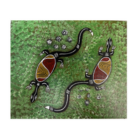 Dreamtime Kullilla Aboriginal Art Canvas Board (10x12) - Nesting Goannas (with stand)