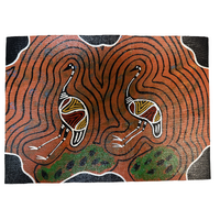 Unstretched Handpainted Aboriginal Art A4 Canvas (21cm x 29cm) - Emu Connection