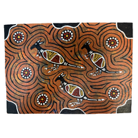 Unstretched Handpainted Aboriginal Art A4 Canvas (21cm x 29cm) - Kangaroo Connection [2]