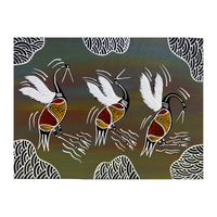 Original Aboriginal Art Painting Stretched Canvas (40x30) - Dancing Brolgas