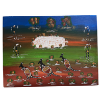 Original Aboriginal Art Stretched Canvas (40cm x 30cm) - Kangaroo Hunting