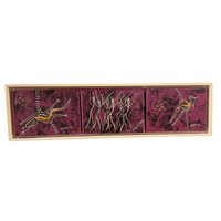 David Miller Aboriginal Art Box Framed (Set 3) Stretched Canvas - Purple