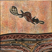 David Miller Aboriginal Art Stretched Canvas (30cm x 30cm) - Journeys of Platypus (1)