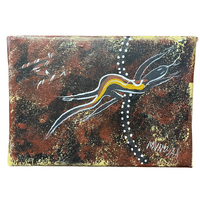 David Miller Stretched Canvas (18cm x 14cm) - Goanna (Brown/Yellow)