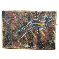 David Miller Stretched Canvas (18cm x 14cm) - Kangaroo (Black/Red/Ochre)