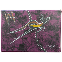 David Miller Stretched Canvas (18cm x 14cm) - Kangaroo (Purple)
