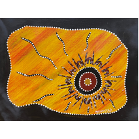 David Miller Aboriginal Art Stretched Canvas (40cm x 30cm) - Campsites