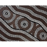 David Miller Aboriginal Art Stretched Canvas (40cm x 30cm) - Sacred Places (Brown)