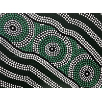 David Miller Aboriginal Art Stretched Canvas (40cm x 30cm) - Sacred Places (Green/Black)