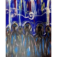 David Miller Stretched Canvas (40cm x 50cm) - Spirit People (Blue)
