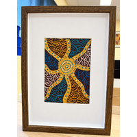 Framed Aboriginal Art [21cm x 30cm] -- Creation Lines Brown
