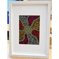 Framed Aboriginal Art [21cm x 30cm] -- Creation Lines Black