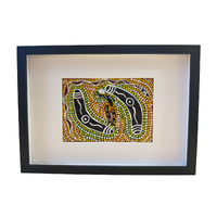 Framed Aboriginal Art [21cm x 30cm] -- Ooyu-bu-lui the Black Snake