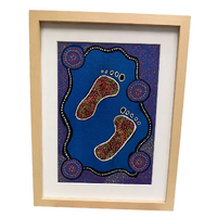 Framed Aboriginal Art [30cm x 40cm] -- Walking Together