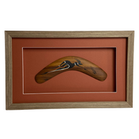 Framed Aboriginal Dot Art Handpainted Boomerang (25cm) Small - Kangaroo
