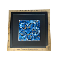 Murra Wolka Framed Aboriginal Handpainted Dot Art (30cm x 30cm) - BLUE