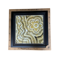Murra Wolka Framed Aboriginal Handpainted Dot Art (30cm x 30cm) - OCHRE