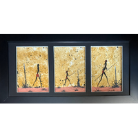 Murra Wolka Framed Aboriginal Handpainted Art (49cm x 25cm) - Triple Mat (Landscape) Hunter
