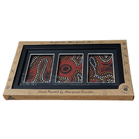 Murra Wolka Framed Aboriginal Handpainted Dot Art (33cm x 19cm) - Triple Mat (Red Ochre)