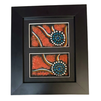 Murra Wolka Framed Aboriginal Hand painted Art (22cm x 19cm) - Double Mat (Red Oxide)
