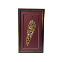 Framed Aboriginal Handpainted Gumleaf (45cm x 26cm) - EMU (Maroon)
