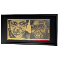 Aboriginal Framed Pencil Drawing [63cm x 35cm] - the Brotherhood