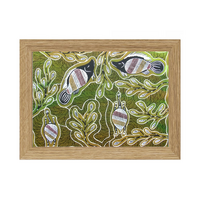 Framed Aboriginal Art PRINT (13cm x 18cm) - Animals in the Mangroves