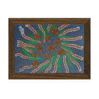 Framed Aboriginal Art PRINT (13cm x 18cm) - Bush Flowers 