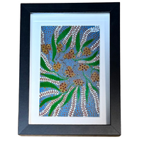 Framed Aboriginal Art Print (15cm x 20cm) - Bush Flowers