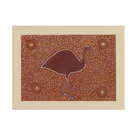 Framed Aboriginal Art PRINT (13cm x 18cm) - Dinewan the Emu [Birch]